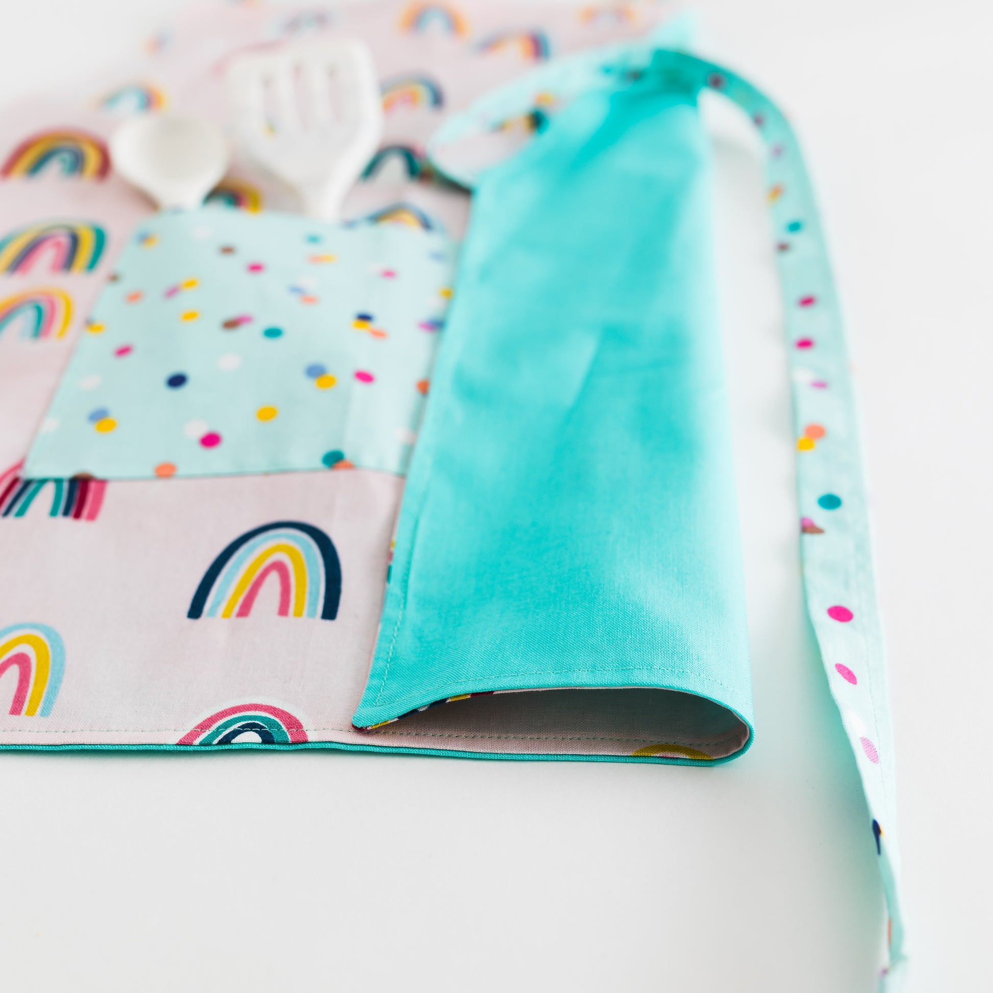 back side, rainbow kids apron, gift for girl